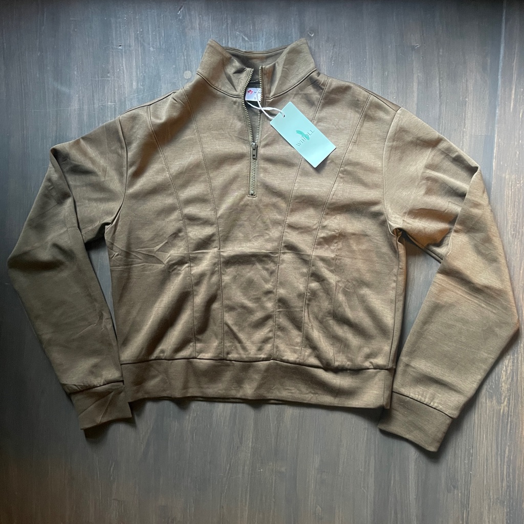 Tan Quarter Zip-Up Sweater